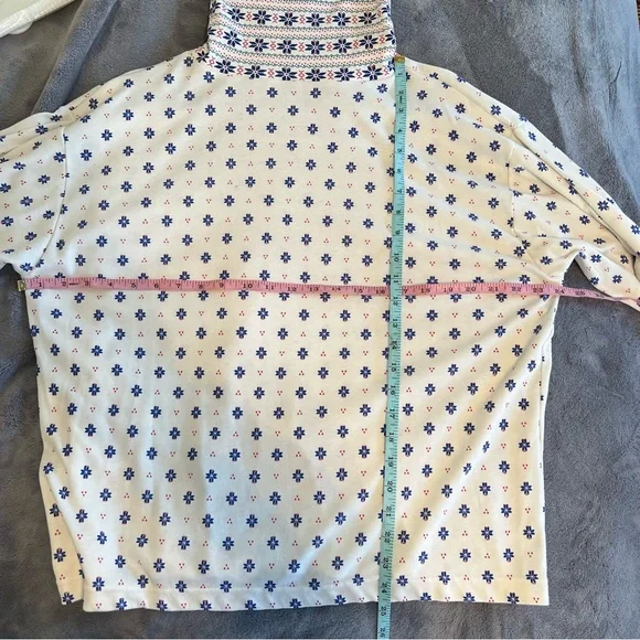 Vintage Venizia White Mod Patterned Long Sleeve Turtle Neck Contrast Cuff granny - Picture 9 of 10